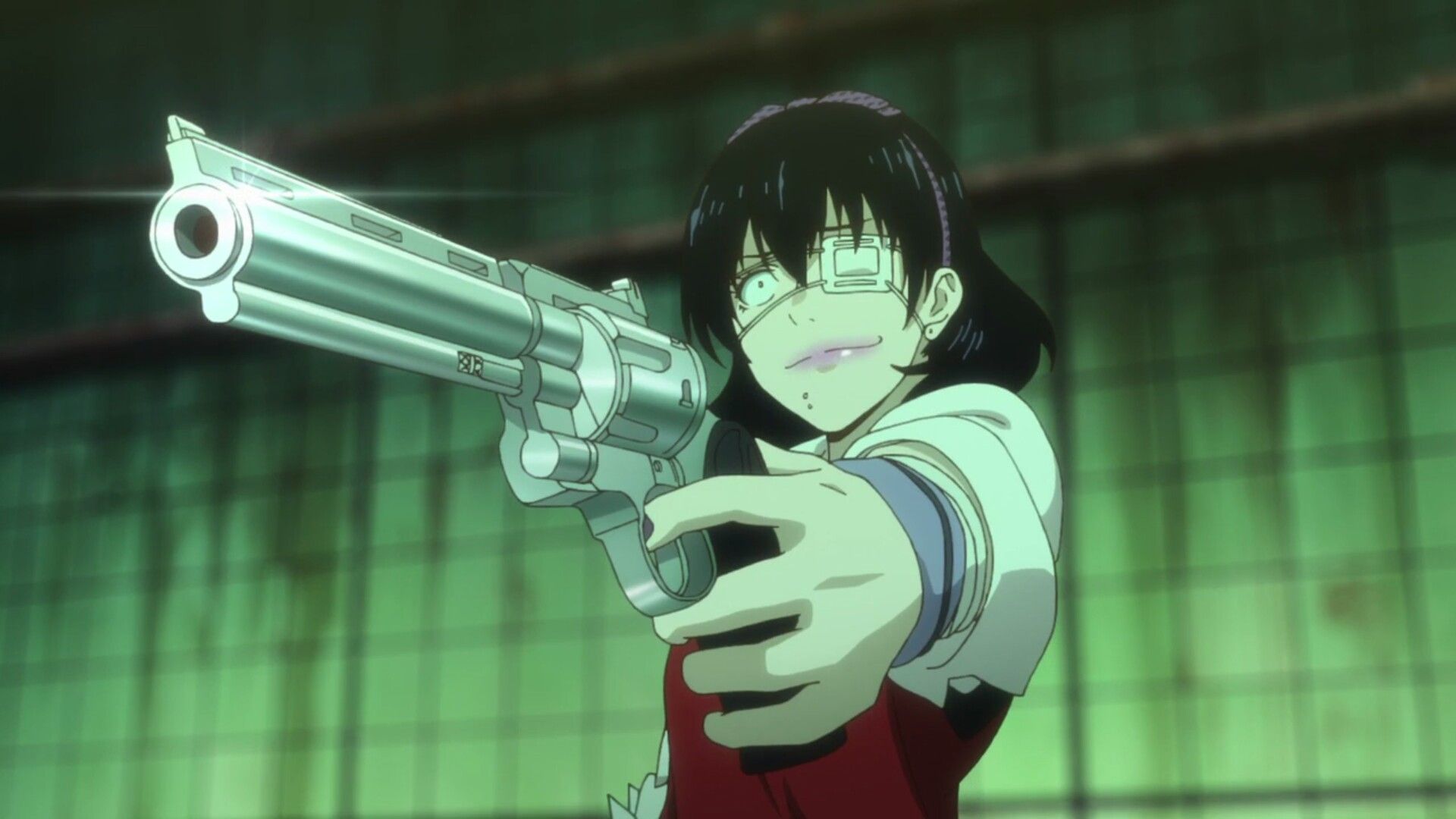 Midari Ikishima with gun